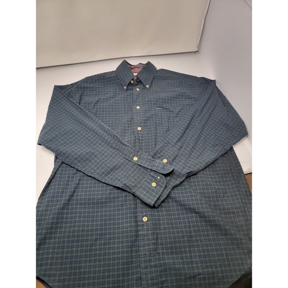 Tommy Hilfiger Long Sleeve Button Up Check Shirt Navy Blue / Green Mens Medium - Picture 1 of 7